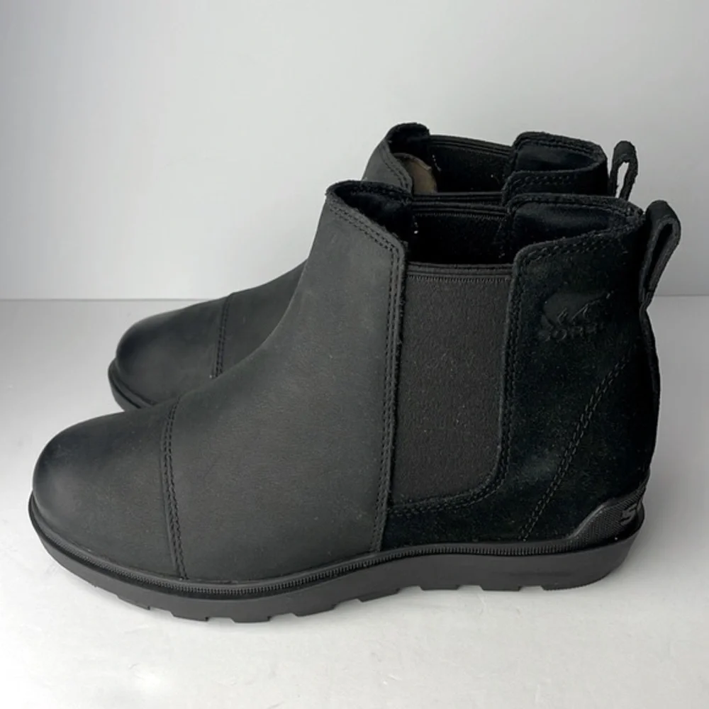 Sorel Evie 2 Chelsea Black Wedge Ankle Boots